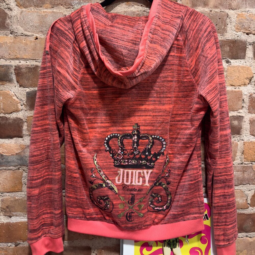 Juicy Couture Coral Marled Hoodie with Crown Emblem